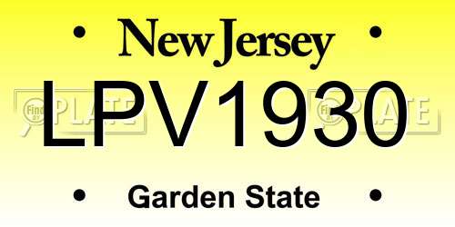 LPV1930 New Jersey License Plate