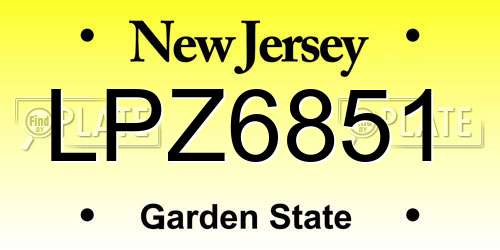 LPZ6851 New Jersey License Plate