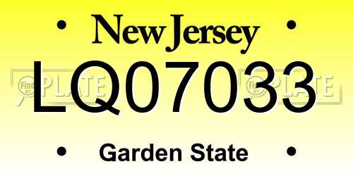 LQ07033 New Jersey License Plate