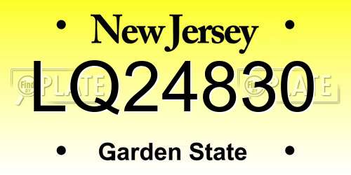 LQ24830 New Jersey License Plate