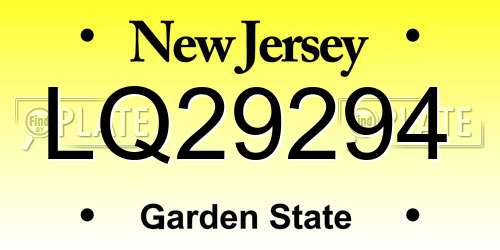 LQ29294 New Jersey License Plate