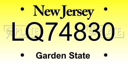 LQ74830 New Jersey License Plate