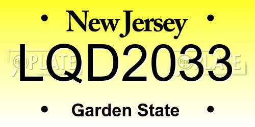 LQD2033 New Jersey License Plate