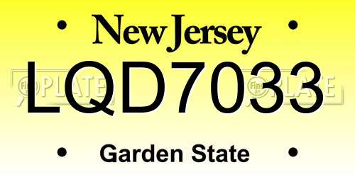 LQD7033 New Jersey License Plate