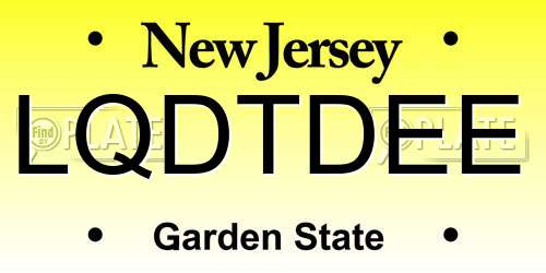 LQDTDEE New Jersey License Plate