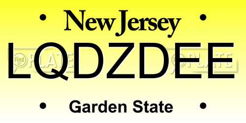 LQDZDEE New Jersey License Plate