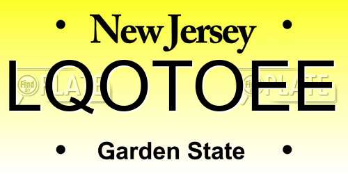 LQOTOEE New Jersey License Plate