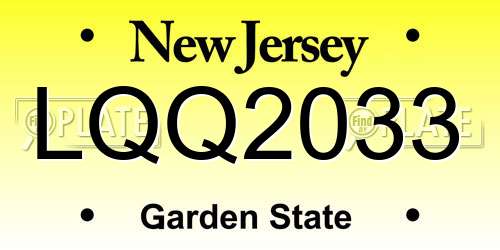 LQQ2033 New Jersey License Plate