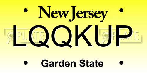 LQQKUP New Jersey License Plate