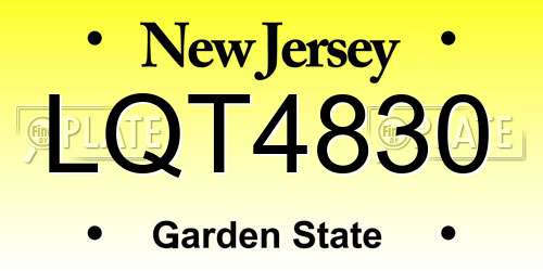 LQT4830 New Jersey License Plate