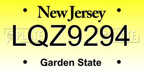 LQZ9294 New Jersey License Plate