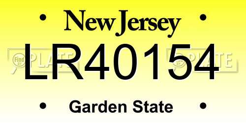 LR40154 New Jersey License Plate
