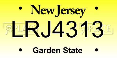 LRJ4313 New Jersey License Plate