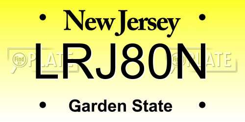 LRJ80N New Jersey License Plate