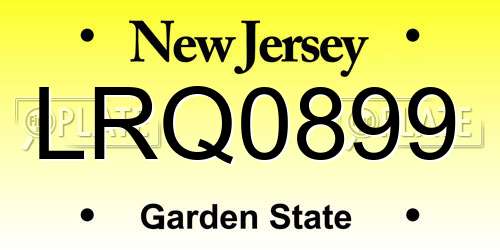 LRQ0899 New Jersey License Plate