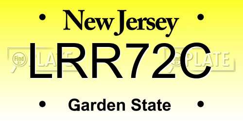 LRR72C New Jersey License Plate
