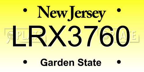 LRX3760 New Jersey License Plate