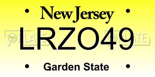 LRZO49 New Jersey License Plate