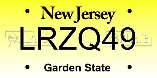 LRZQ49 New Jersey License Plate