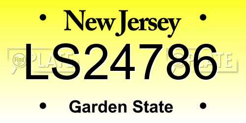 LS24786 New Jersey License Plate