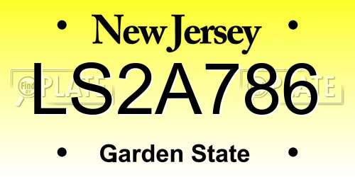 LS2A786 New Jersey License Plate