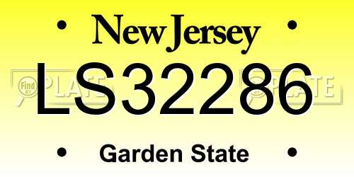 LS32286 New Jersey License Plate