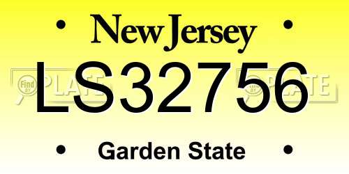LS32756 New Jersey License Plate
