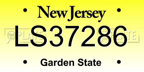 LS37286 New Jersey License Plate