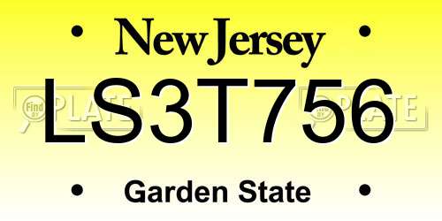 LS3T756 New Jersey License Plate