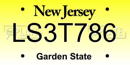 LS3T786 New Jersey License Plate