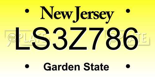 LS3Z786 New Jersey License Plate