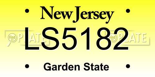 LS5182 New Jersey License Plate