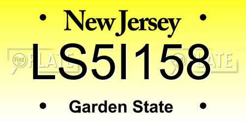 LS5I158 New Jersey License Plate