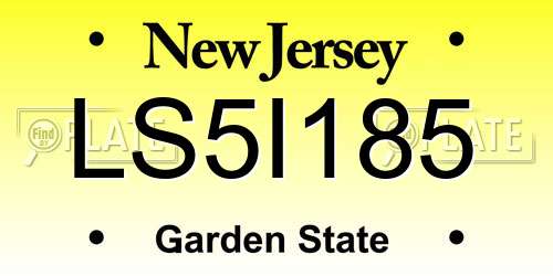 LS5I185 New Jersey License Plate