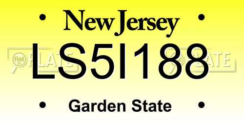 LS5I188 New Jersey License Plate