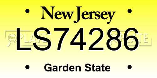 LS74286 New Jersey License Plate