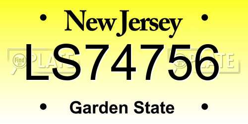 LS74756 New Jersey License Plate