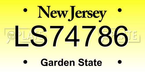 LS74786 New Jersey License Plate