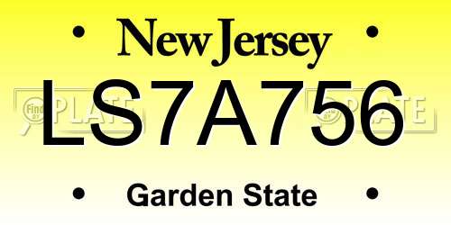 LS7A756 New Jersey License Plate