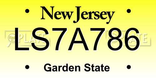 LS7A786 New Jersey License Plate
