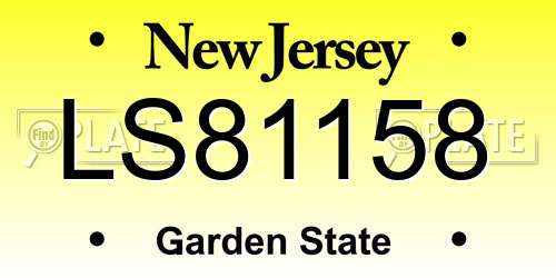 LS81158 New Jersey License Plate