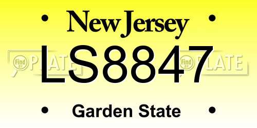 LS8847 New Jersey License Plate