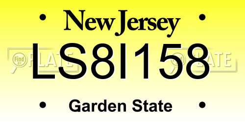 LS8I158 New Jersey License Plate