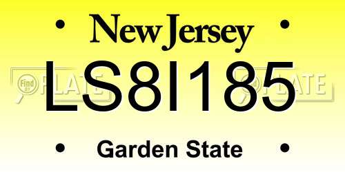 LS8I185 New Jersey License Plate