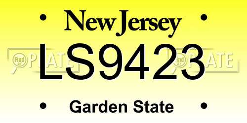 LS9423 New Jersey License Plate