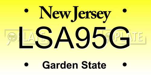LSA95G New Jersey License Plate