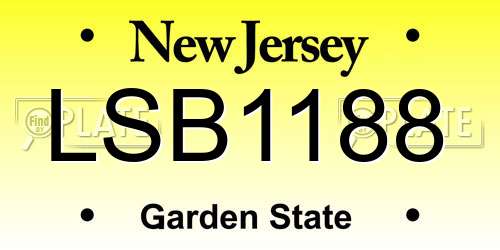 LSB1188 New Jersey License Plate