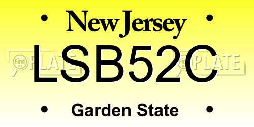 LSB52C New Jersey License Plate