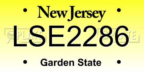LSE2286 New Jersey License Plate