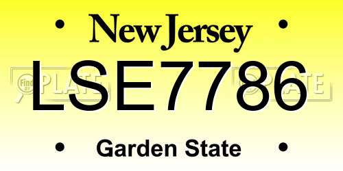 LSE7786 New Jersey License Plate